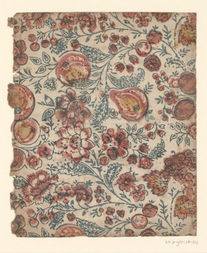 Sheet with scattered pattern of flowers and large fruits