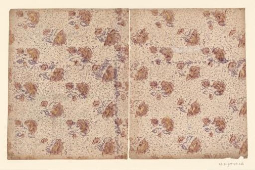 Two sheets with scattered pattern of flowers between vines of points