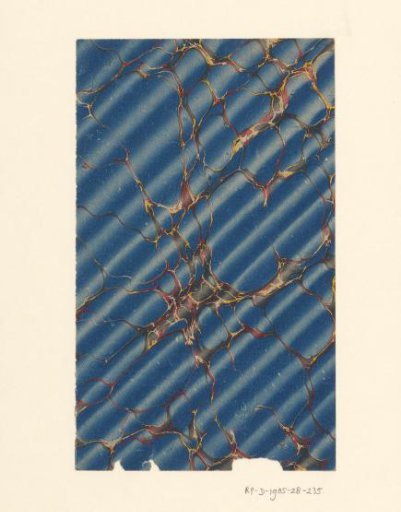 Right shadow marble in blue with veins in red, grey and yellow