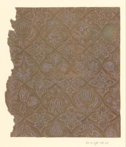 Sheet with a grid pattern of flowers and ornaments