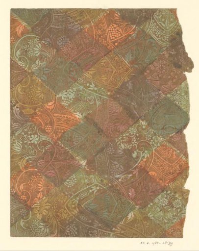 Sheet with Flowers and Fruits with Interlacing Ribbons