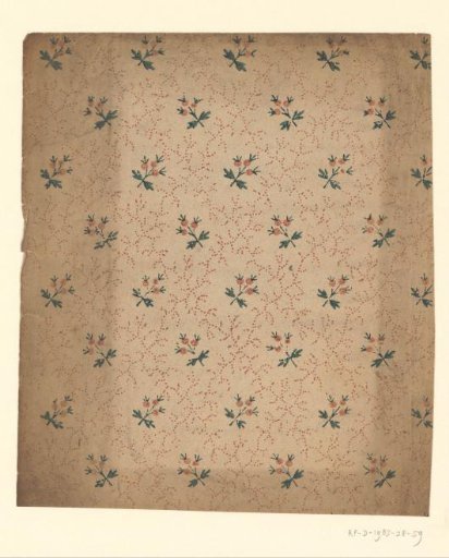 Sheet with a scattered pattern of a flower branch between dotted vines