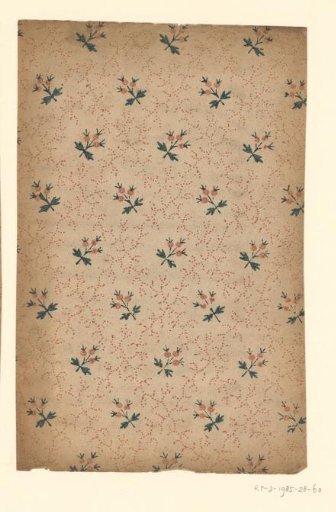 Sheet with a scattered pattern of a flower branch between dotted vines