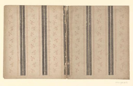 Two sheets with stripe pattern with stripe filling of flower branch on point ground between winding and straight lines