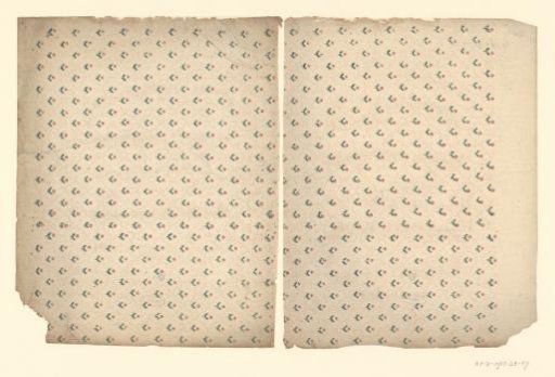 Two sheets with scattered pattern of floral motif between dotted lines