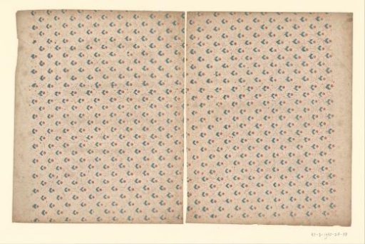 Two sheets with scattered pattern of floral motif between dotted lines