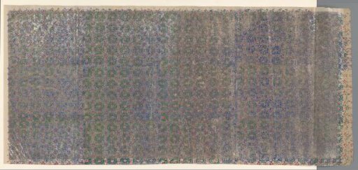 Sheet with pattern in red, green and blue on silver