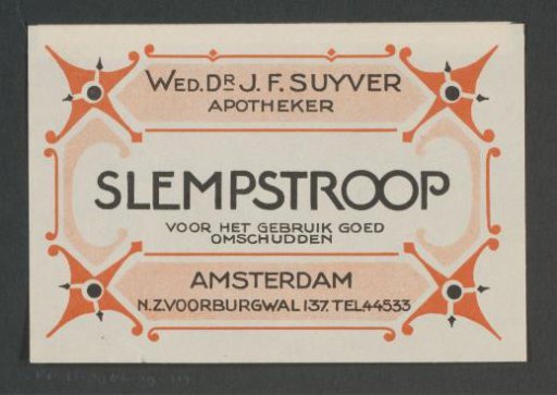 Apothecary label for slemstroop