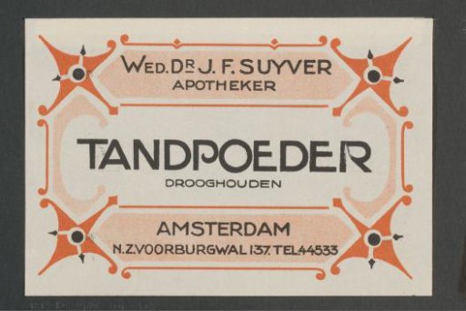 Apothecary label for tooth powder