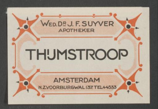 Apothecary label for thyme syrup