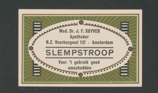 Apothecary label for slempstroop