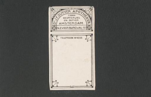 Design for a bill from the widow of Dr. J.F. Suyver, pharmacist in Amsterdam