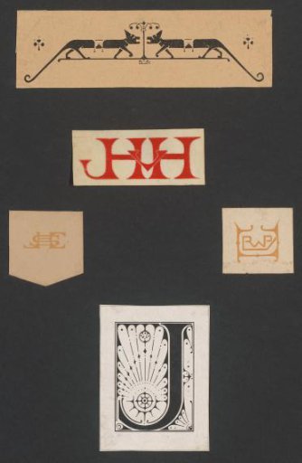 Vignettes with animals and monograms and an initial J