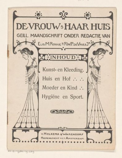 Prospectus of the illustrated monthly magazine 'The Woman and Her Home' by publisher Van Holkema & Warendorf in Amsterdam