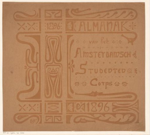 Book cover design for: Almanak van het Amsterdamsch Studenten Corps, 1896