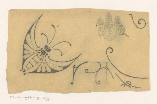 Ornament with a butterfly and a plant
