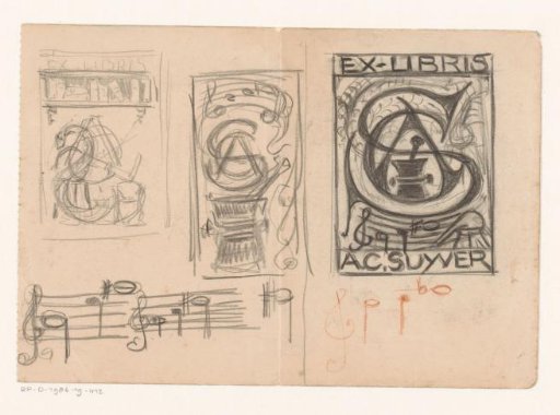 Designs for an ex libris of A.C. Suyver