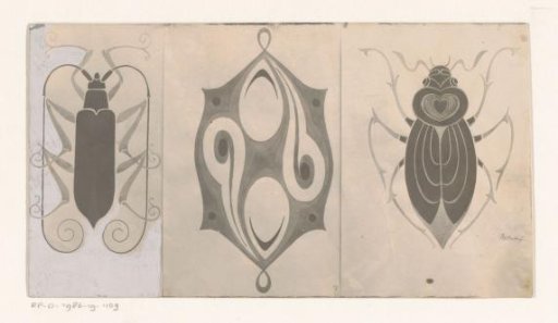 Photoreproduction of ornaments, two of which feature insects
