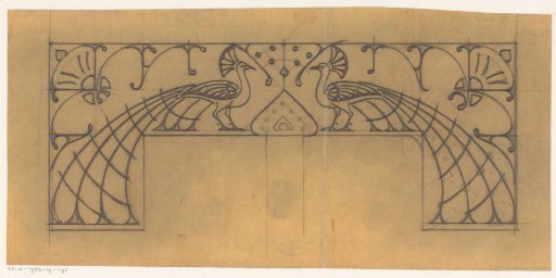 Design for a Title Head with Two Peacocks