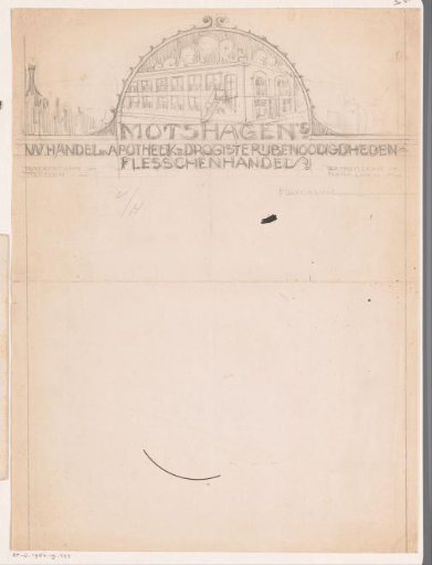 Design for a letterhead of Motshagens' trade in pharmacy and druggist supplies