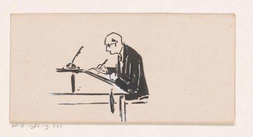 Writing man at a desk