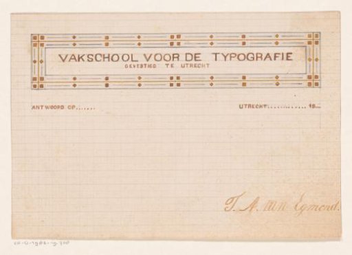 Design for a letterhead of the Vocational School for Typography