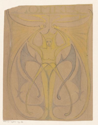 Figure with raised arms in a fantasy costume