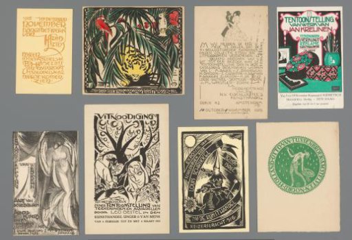 Invitations for exhibitions by various artists