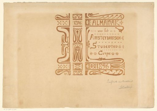 Binding design for: Almanak van het Amsterdamsch Studenten Corps, 1896
