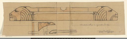 Design for a tea towel rack with two lion heads