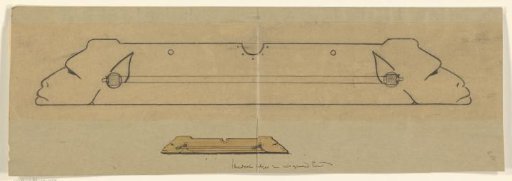 Design for a tea towel rack with two fantasy heads