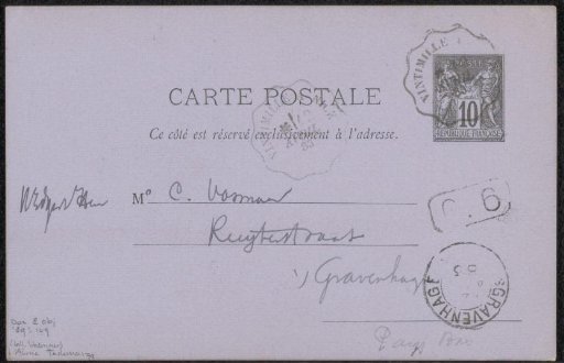 Postcard to Carel Vosmaer
