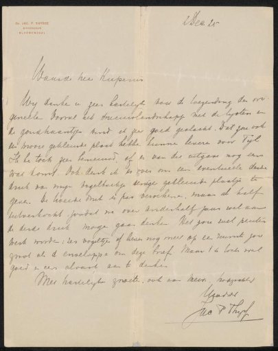 Letter to Sjoerd Kuperus