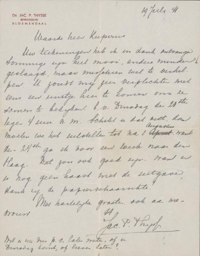 Letter to Sjoerd Kuperus