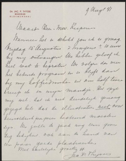 Letter to Sjoerd Kuperus
