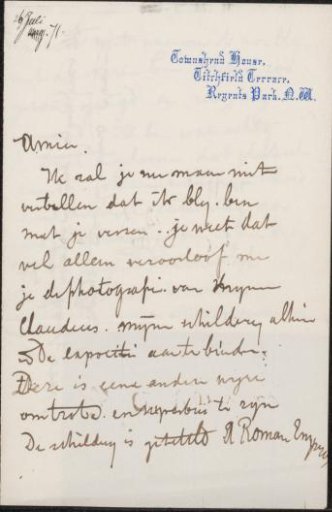 Letter to Carel Vosmaer