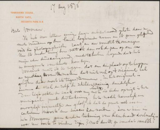 Letter to Carel Vosmaer