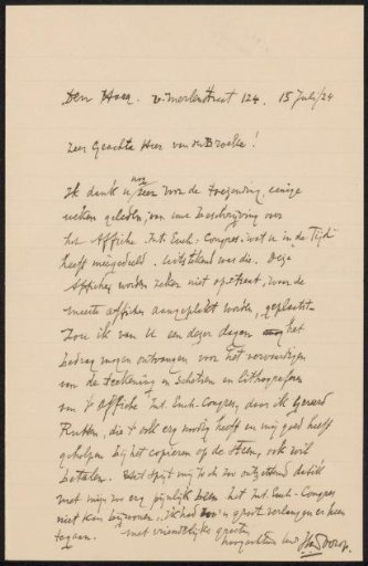 Letter to L. van den Broeke