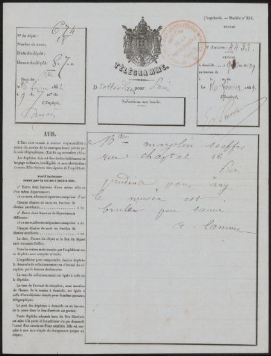 Telegram to Cornelia Marjolin-Scheffer