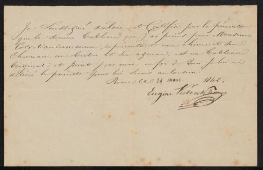 Certificate of authenticity for a painting