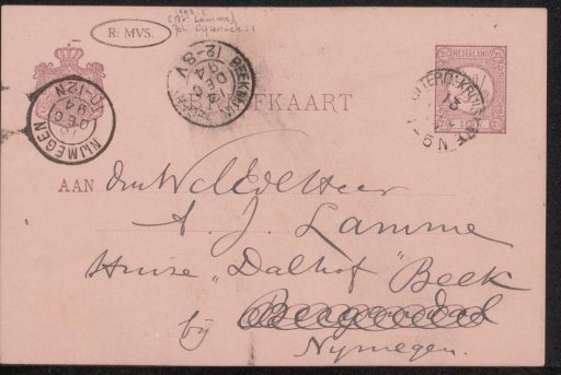 Postcard to Ary Johannes Lamme