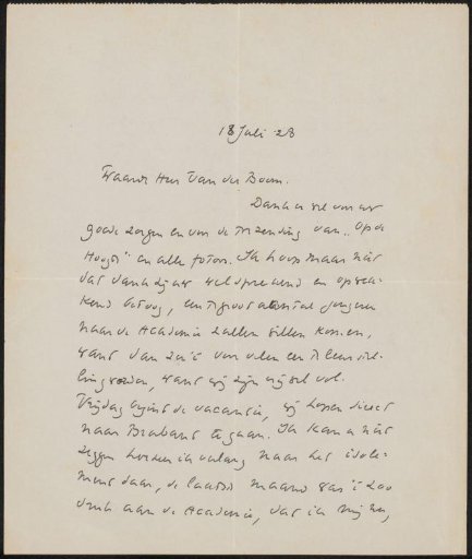 Letter to A. van der Boom