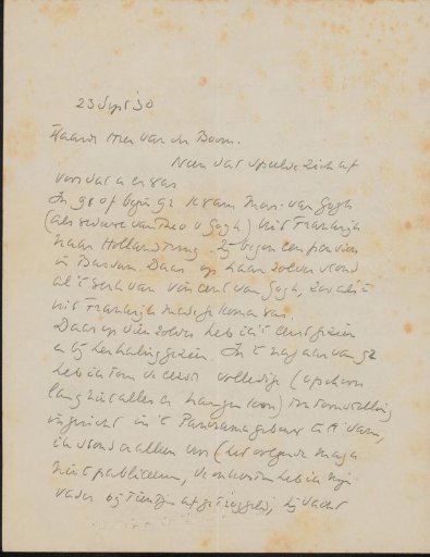 Letter to A. van der Boom