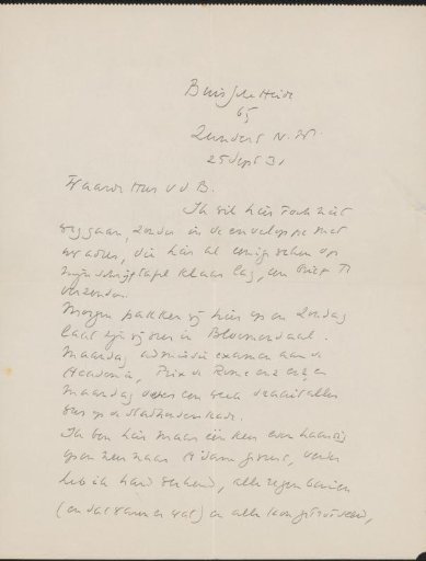 Letter to A. van der Boom