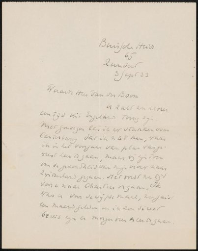 Letter to A. van der Boom