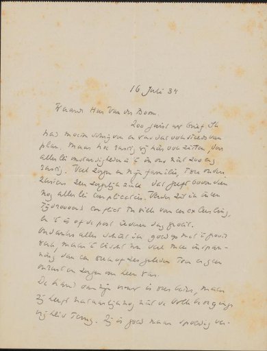 Letter to A. van der Boom