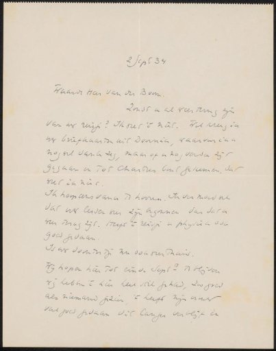 Letter to A. van der Boom