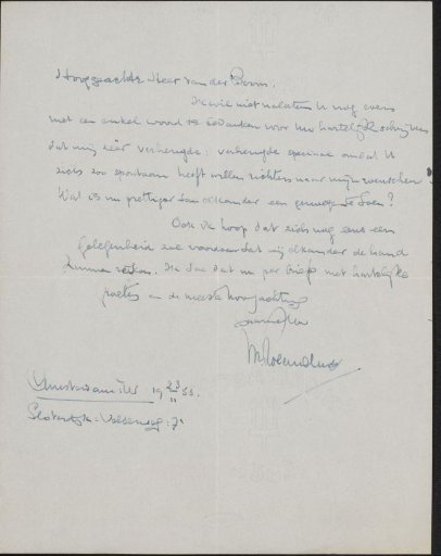 Letter to A. van der Boom