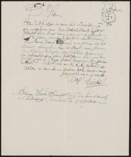 Letter to Mien Cambier van Nooten