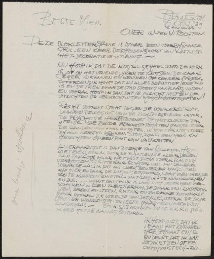 Letter to Mien Cambier van Nooten